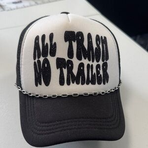 Black and White Trucker Hat with Chain Detail